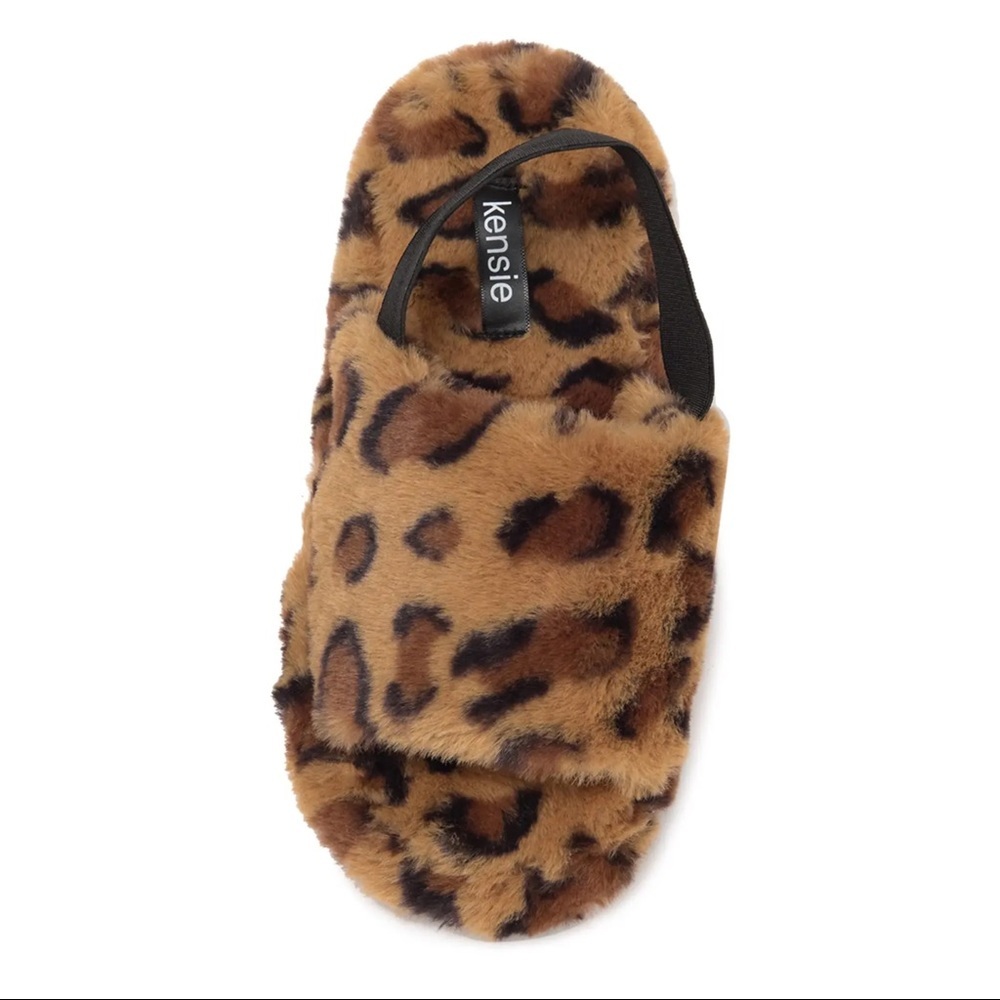 Kensie leopard cheetah faux fur slipper slides - Picture 4 of 6